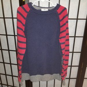 Hanna Andersson boys size 130 (US 8) red and navy sweater with elbow patches